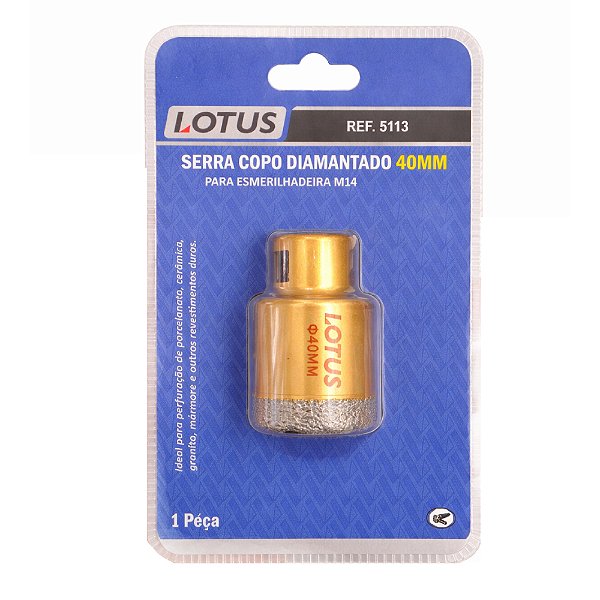 Serra Copo Diamantada 40mm para Esmerilhadeira Porcelanato Lotus 5113