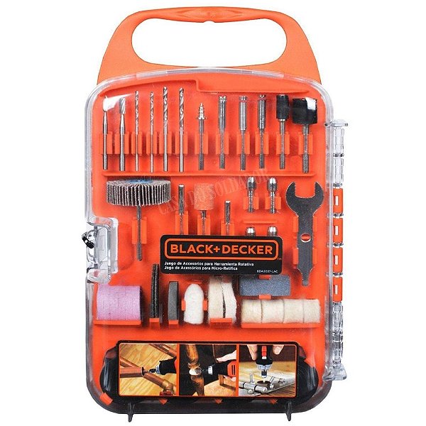 Jogo de Acessórios para Micro Retífica 175 Peças com Maleta Black+Decker BDA3037-LAC