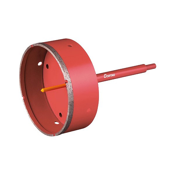 Serra Copo Diamantada 150mm com Haste e Pino Guia Cortag