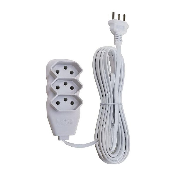 Extensão Elétrica 3 Metros 3 Tomadas 10A Branca Forceline