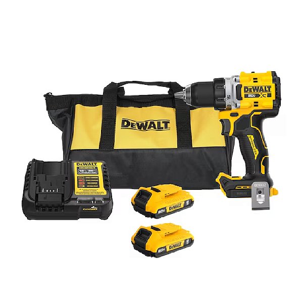 Parafusadeira/Furadeira Compacta 1/2'' 13mm 20V Max* XR 2 Bateria 2Ah Carregador e Bolsa Dewalt DCD801D2-BR
