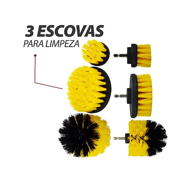 Jogo de Escovas Rotativas para Limpeza Uso em Parafusadeira 3 Peças Lotus 1938