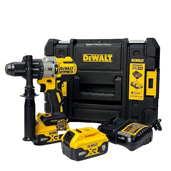 Parafusadeira Furadeira de Impacto 20V Max* 2 Baterias 5Ah XR Brushless 95Nm Maleta Tstak DeWalt DCD996P2T-BR