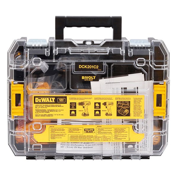 Combo Parafusadeira/Furadeira + Parafusadeira de Impacto 12V + 2 Baterias 1.5Ah Maleta Tstak Dewalt DCK201C2