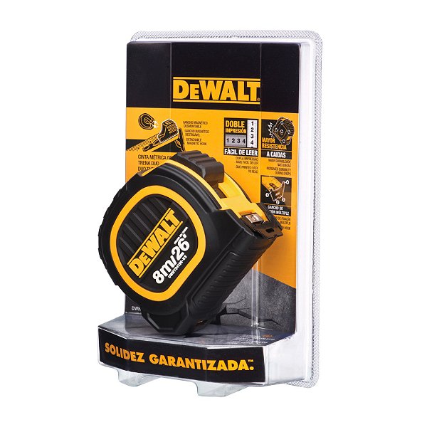 Trena Emborrachada Duo Gancho Multiplo 8 Metros x 25mm Dewalt DWHT34196L