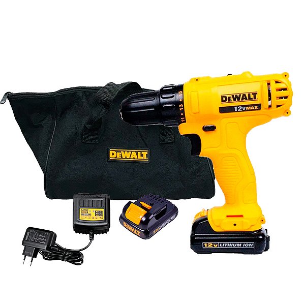 Parafusadeira/Furadeira 12V 3/8'' com 2 Baterias 1.5Ah Bolsa em Lona Dewalt DCD700C2BR