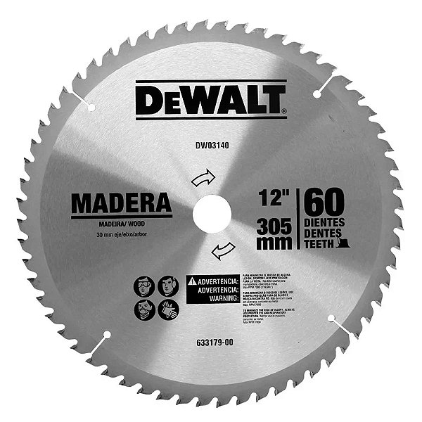 Disco Lâmina de Serra Esquadria para Madeira 12 Polegadas 305mm x 30mm 60 Dentes Dewalt DWA03140