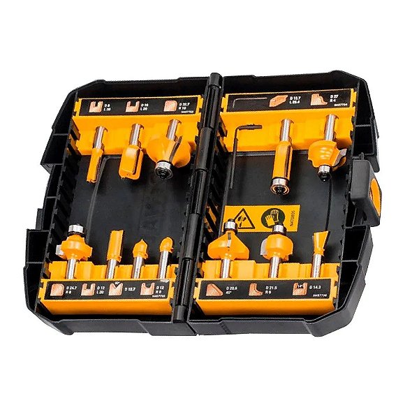 Jogo de Fresas 8mm Tupia para Madeira 12 Peças Dewalt DW90016-LA
