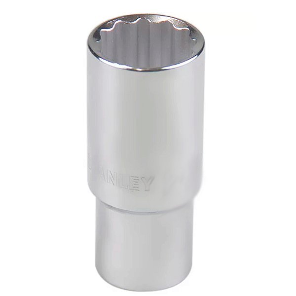 Soquete Longo Estriado Aço Cr-V Cromado 1/2'' 28mm Stanley 4-86-436