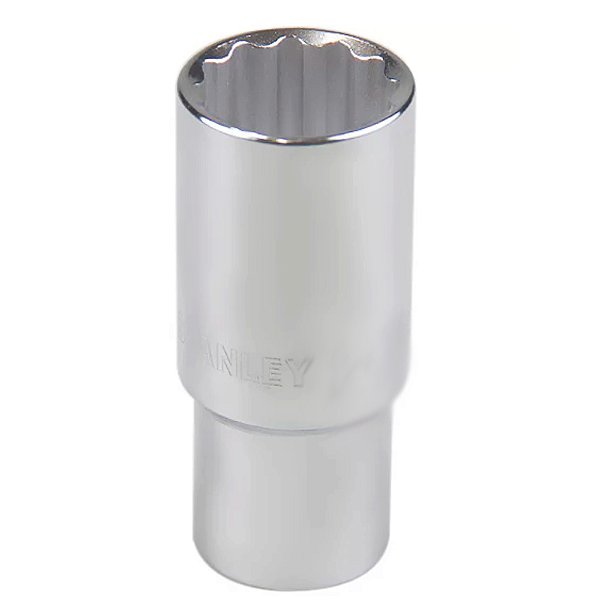 Soquete Longo Estriado Aço Cr-V Cromado 1/2'' 25mm Stanley 4-86-433