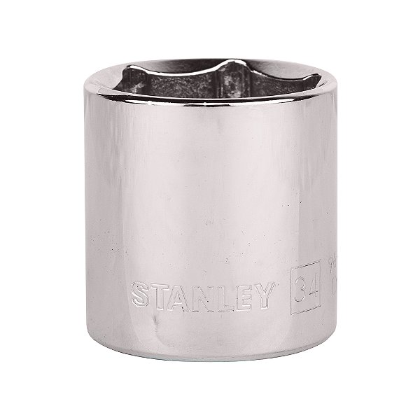 Soquete Sextavado Aço Cr-V Cromado 1/2'' 34mm Stanley 4-86-196