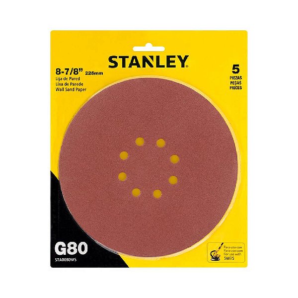 Lixa Grão 80 Lixadeira Girafa 225mm Stanley STA0080WS Unidade
