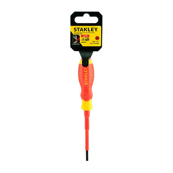 Chave de Fenda Isolada 1000V VDE 1/8" 3,5mm x 75mm 3" Stanley STMT60163-LA