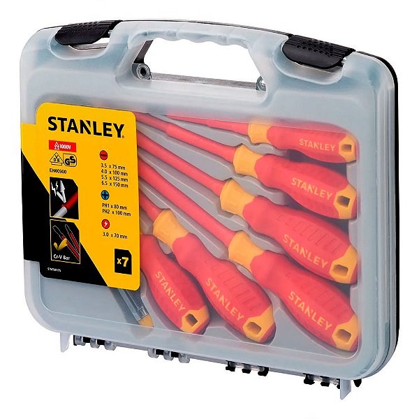 Jogo Chave de Fenda e Phillips Isolada 1000V com Maleta 7 peças Stanley STMT60175-LA