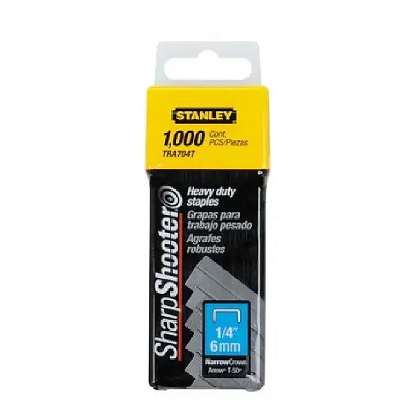 Grampo para Grampeador TR150 TRE550 STHT70250 1/4" 6mm 1000 Unidades Stanley TRA704T