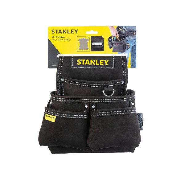 Porta Ferramentas de Couro com 4 Bolsos para Cinta Stanley STST1-80116