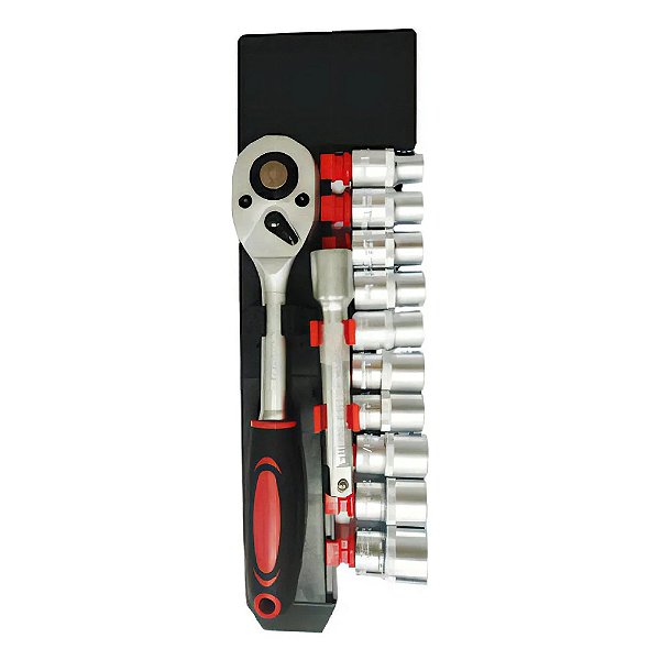 Jogo de Soquetes Sextavado 10 a 22mm com Chave Catraca 1/2'' 12 Peças Lotus 2397