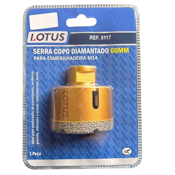 Serra Copo Diamantada 60mm para Esmerilhadeira Porcelanato Lotus 5117