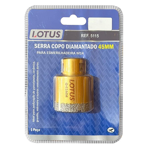 Serra Copo Diamantada 45mm para Esmerilhadeira Porcelanato Lotus 5115