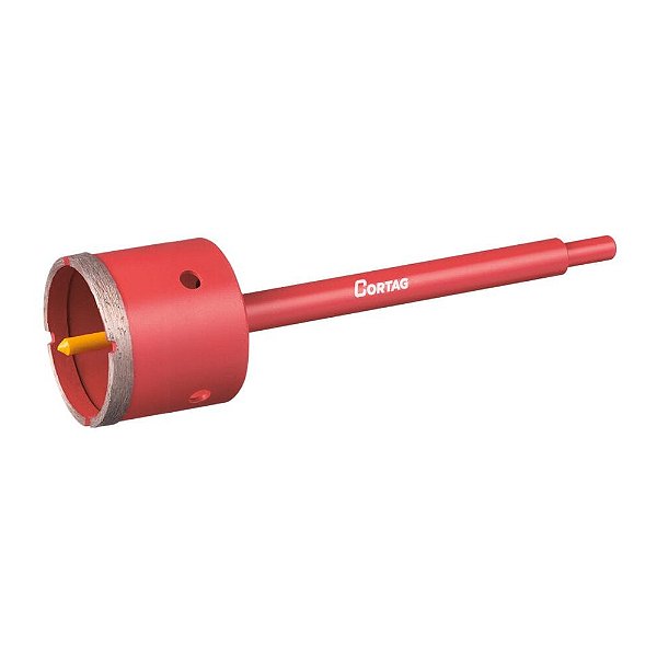 Serra Copo Diamantada 65mm com Haste e Pino Guia Cortag