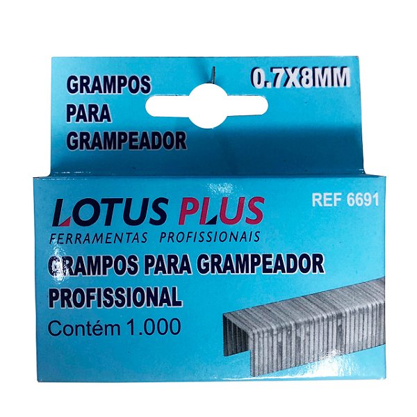 Grampo para Grampeador Profissional 8mm 1000 Un Lotus 6691