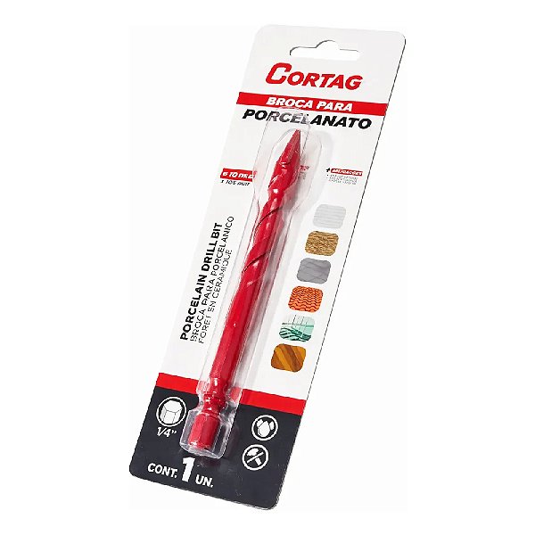Broca para Porcelanato 10mm x 1/4'' Cortag 63064