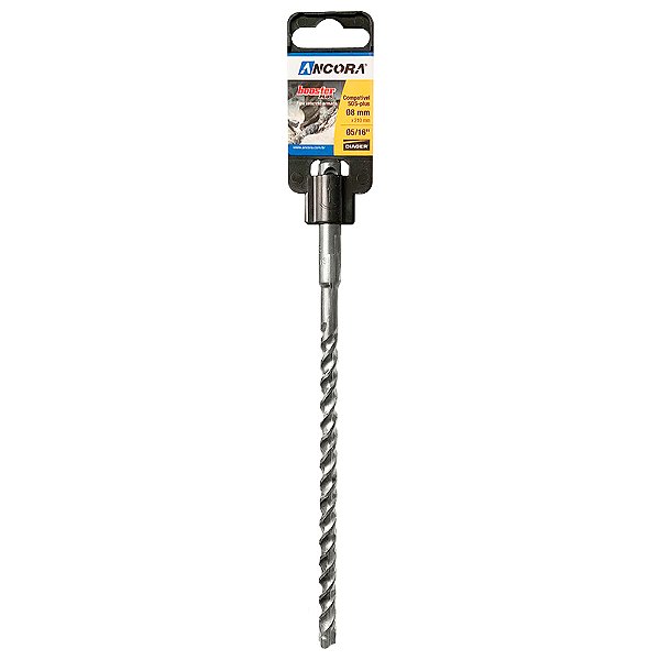 Broca para Concreto Armado Sds Plus 8mm x 210mm Videa Cruzada Ancora BSB8210