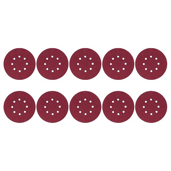 Disco de Lixa Velcro 8 Furos 5" 125mm Grão 120 com 10 Unidades Lotus 3155