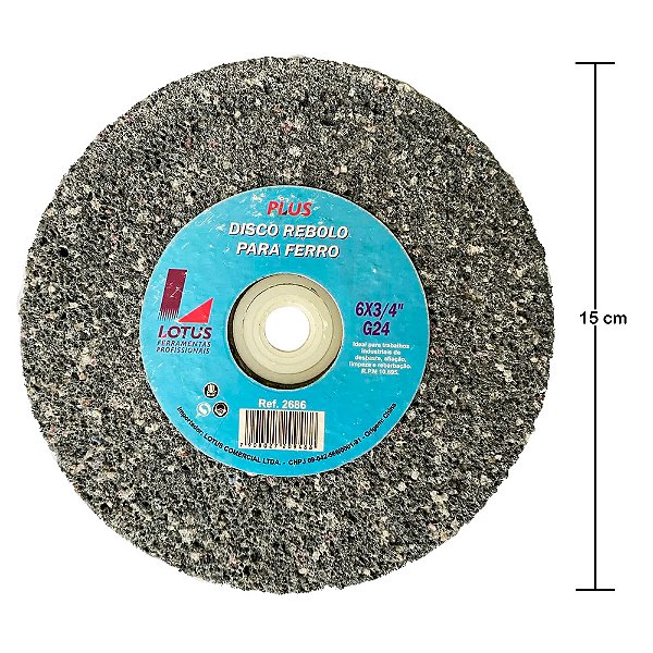 Rebolo Reto Moto Esmeril 6'' x 3/4'' x Grão 24 Lotus 2686
