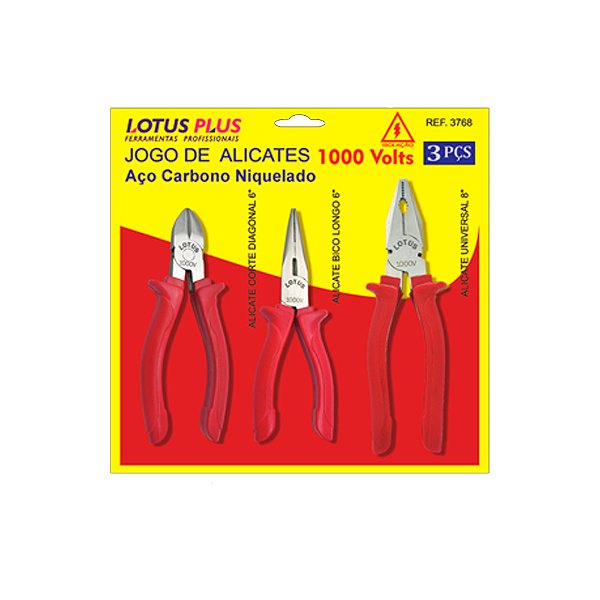 Jogo de Alicates Isolados 1000V 3 Peças Lotus 3768