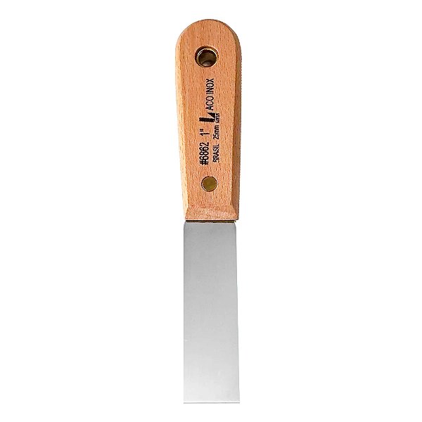 Espátula Multiuso de Aço Inox Cromado com Cabo de Madeira 1'' 2cm Lotus 6862