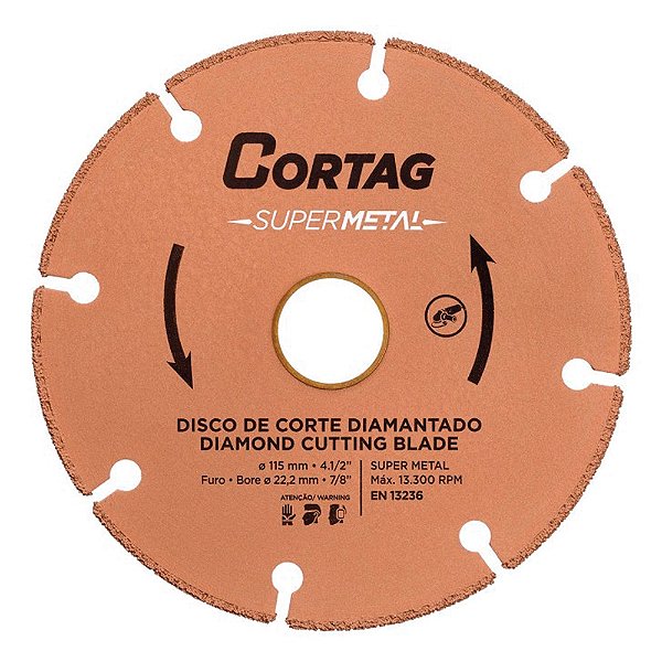 Disco de Corte Ferro Super Metal Mais Cortes Menos Trocas 115mm x 22,2mm Cortag 60657