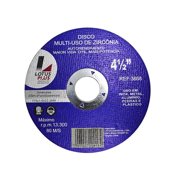 Disco de Corte Ferro 115mm x 1mm x 22,2mm Lotus 3868