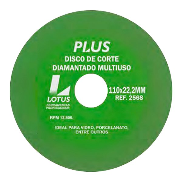 Disco de Corte para Vidro e Porcelanato Extra Fino 100mm x 22,22mm Esmerilhadeira Lotus 2568