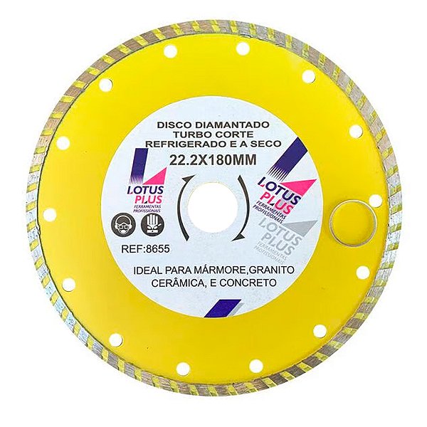 Disco de Corte Diamantado Turbo Cerâmica e Concreto 7 Polegadas 180mm x 22,22mm Lotus 8655
