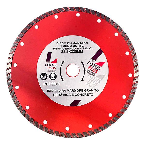 Disco de Corte Diamantado Turbo Cerâmica e Concreto 9 Polegadas 225mm x 22,22mm Lotus 5819