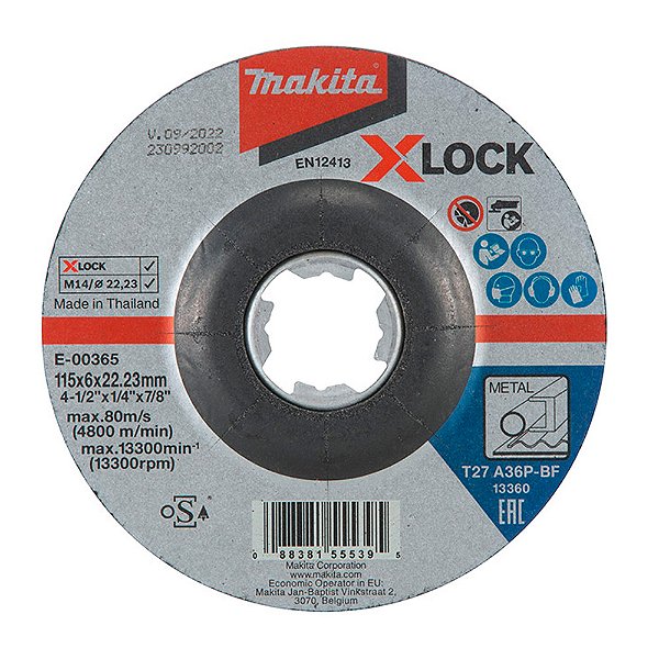 Disco de Desbaste para Metal 115mm Encaixe X-Lock Makita E-00365