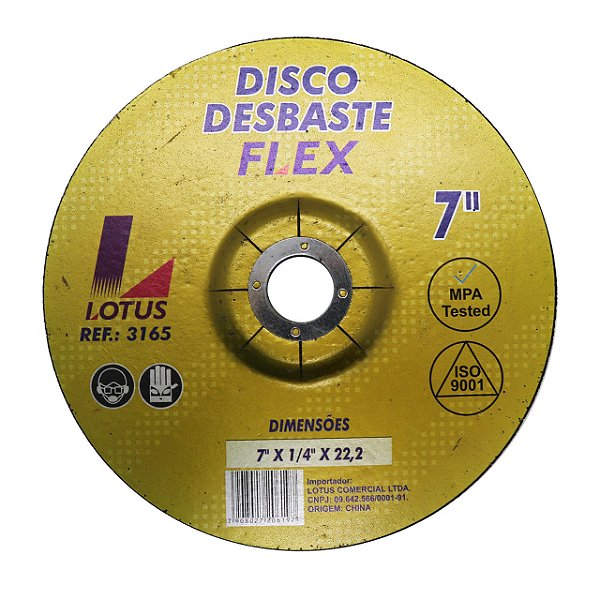 Disco de Desbaste Ferro 7'' 180mm x 6mm Lotus 3165