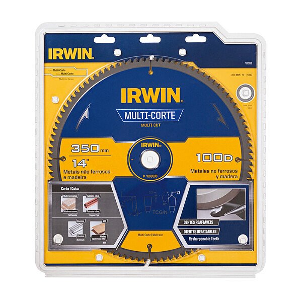 Disco Lâmina de Serra Multi Corte Aluminio Madeira MDF 14 Polegadas 350mm x 30mm x 100 Dentes Irwin 1863686