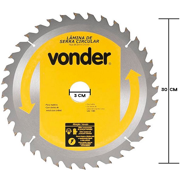 Disco Lâmina para Serra Circular Madeira 12 Polegadas 300mm x 30mm x 48 Dentes Vonder