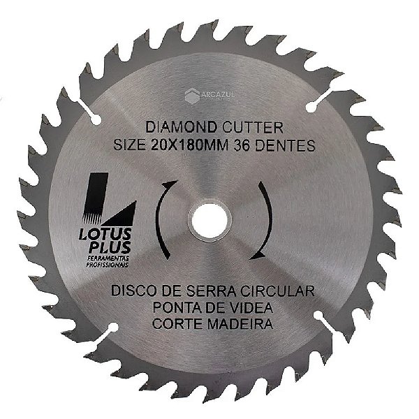 Disco Lâmina de Serra Circular para Madeira 7.1/4" 180mm x 20mm 36 Dentes Lotus 3921