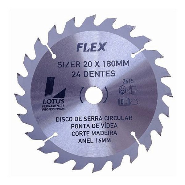 Disco Lâmina de Serra Circular para Madeira 7.1/4" 180mm x 20mm 24 Dentes Lotus 8658