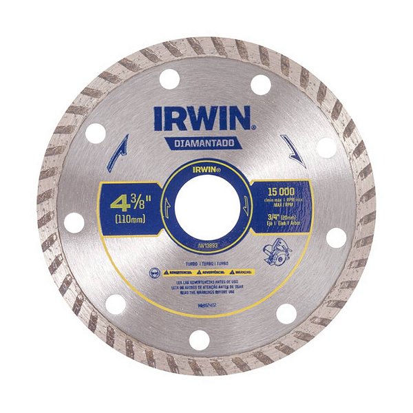 Disco Diamantado Turbo Porcelanato 110mm x 20mm Irwin IW13893