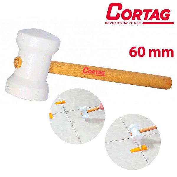Marreta Martelo de Borracha Azulejista Branco 60mm Cortag 61278