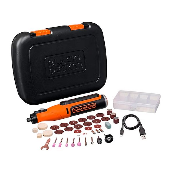 Micro Retifica a Bateria 8V 5 Velocidades com 35 Acessórios Black Decker BCRT8K35-BR