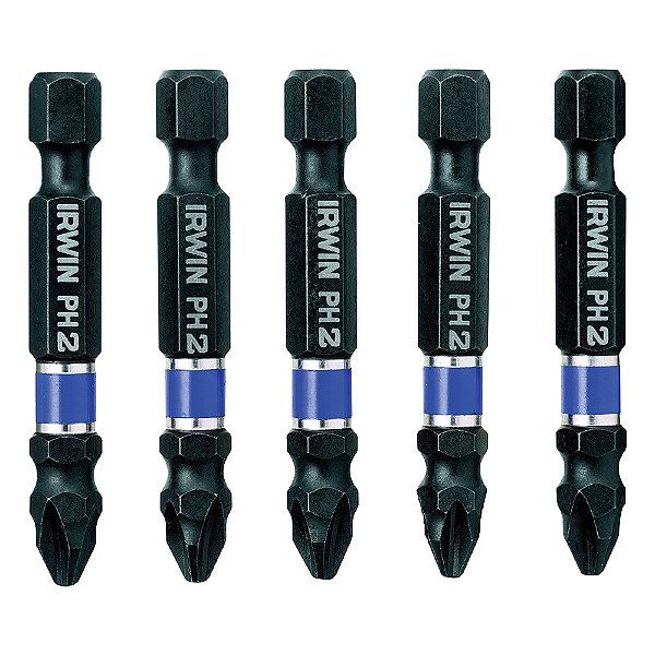 Ponteiras de Impacto Power Bits Phillips Ph2 49mm 5 Peças com Estojo Irwin Impact 1865325