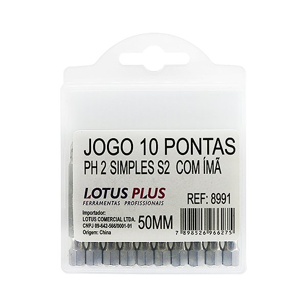 Jogo de 10 Bits Ponteiras Phillips PH2 50mm com Imã 1/4'' Lotus 8991