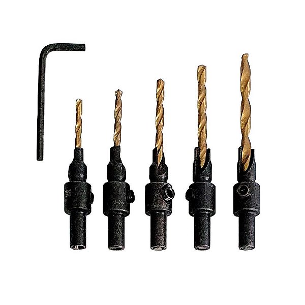 Jogo de Brocas Escariadoras Revestida em Titânio para Madeira 6 a 14mm 1/4'' 6 Peças Lotus 2805