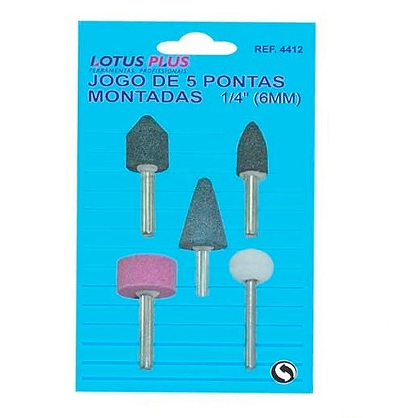 Jogo de 5 Pontas Montadas para Retifica 1/4'' 6mm Lotus 4412