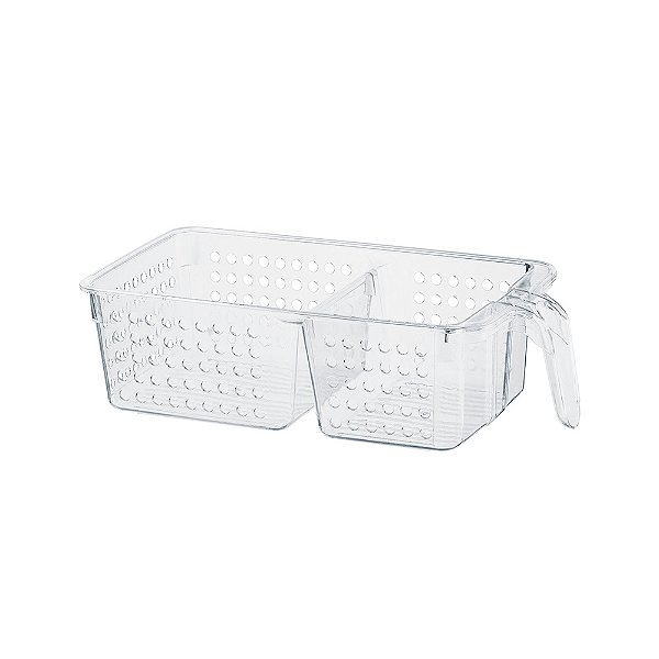 Organizador Multiuso Acrílico com Cabo 2 Divisórias 31cm x 15,5cm x 9cm Ordene